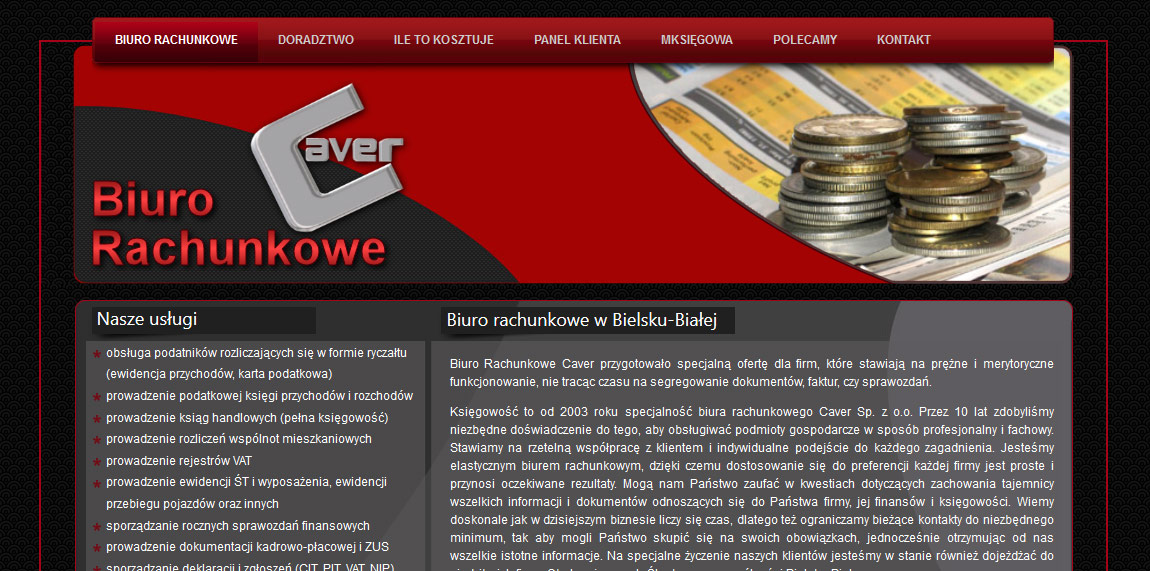 Strona internetowa dla biura rachunkowego Caver