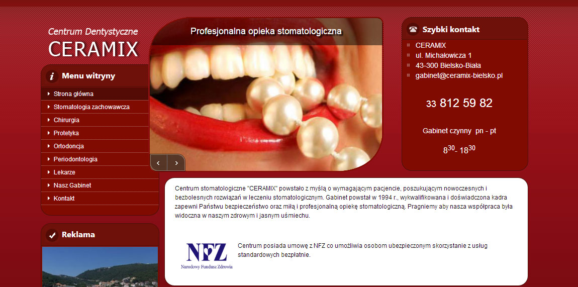 Strona internetowa dla Centrum Dentystycznego