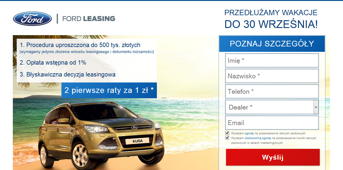 Landing Page Ford Leasing