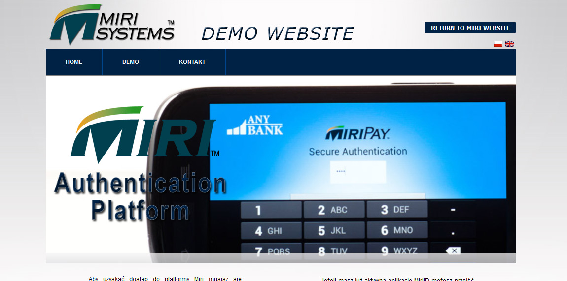Aplikacja internetowa dla firmy Miri Systems