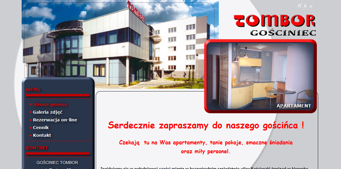 Strona internetowa dla Gościnca Tombor w Katowicach