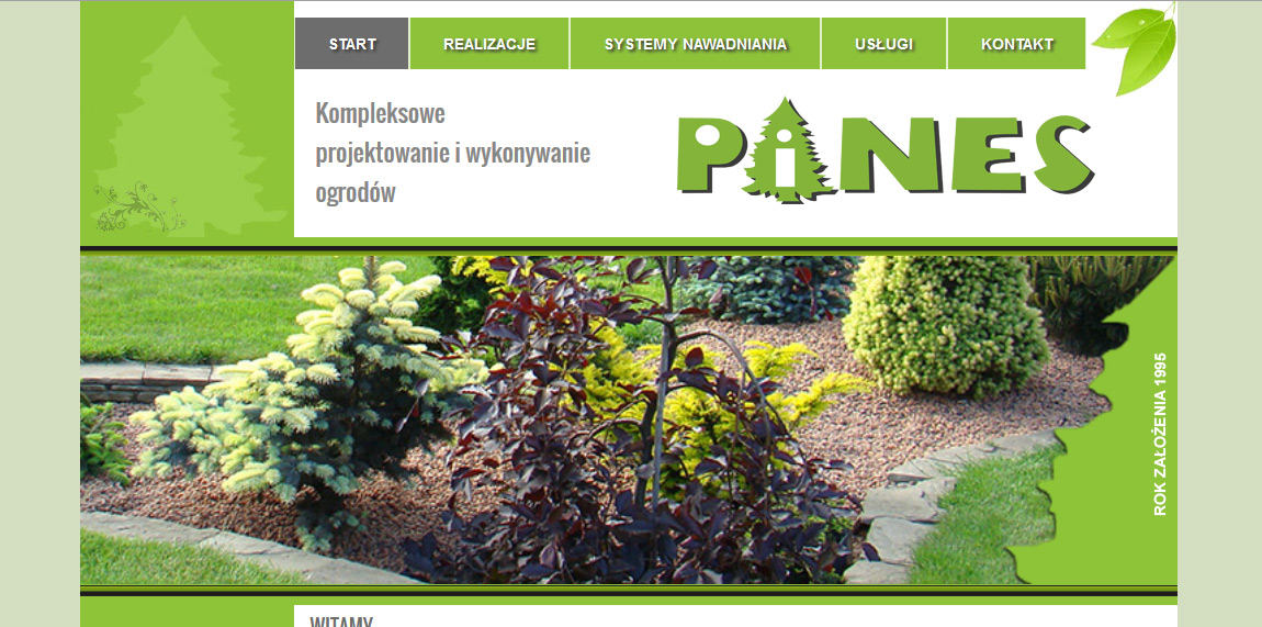 Strona internetowa firmy Pines