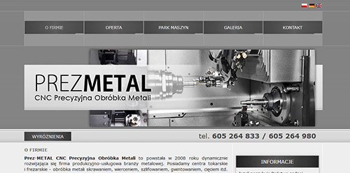 Strona internetowa firmy PREZ METAL