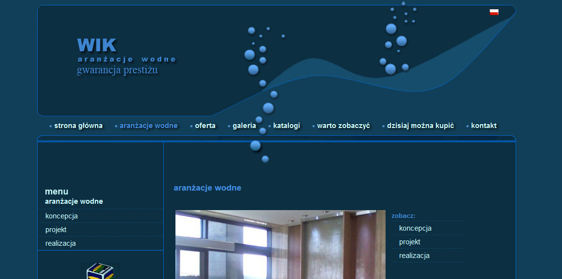 Strona internetowa dla WIK Aranżacje Wodne