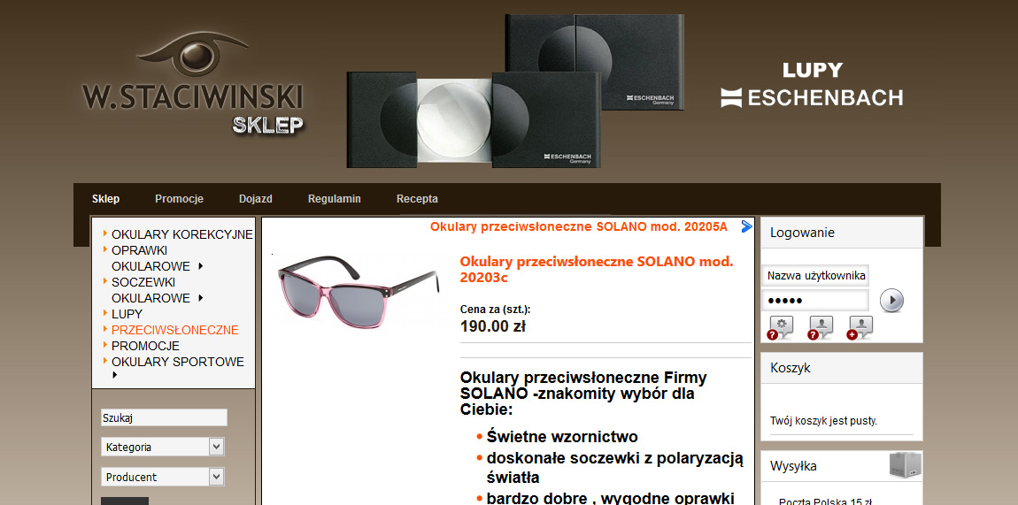 Sklep internetowy dla Salonu optycznego w Katowicach